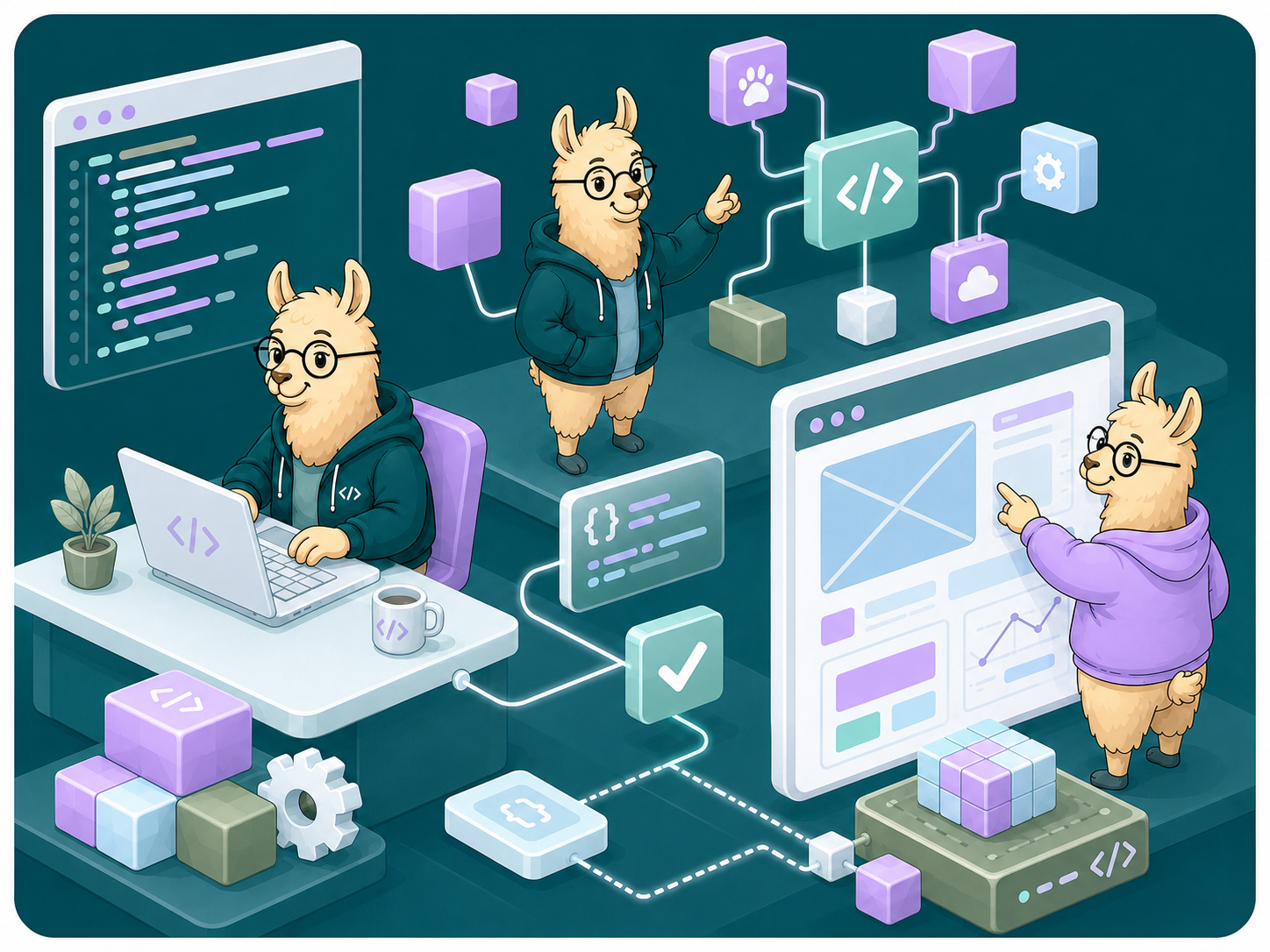 Illustration: alpaca-udvikler bygger integrationer til Dynamics 365
